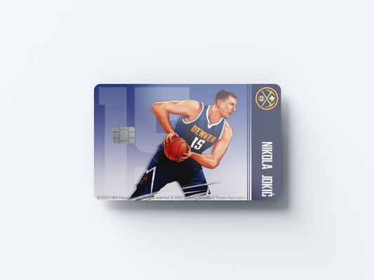 Watercolor denver nuggets nikola jokic design | credit card sticker | small chip | credit card skin for nursery and home wall decor.