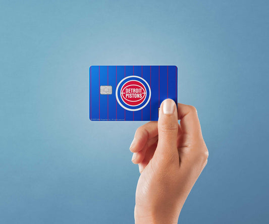 Watercolor detroit pistons away warmups hardwood classics design | credit card sticker | small chip | credit card skin for nursery and home wall decor.