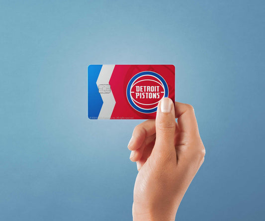Watercolor detroit pistons crossover design | credit card sticker | small chip | credit card skin for nursery and home wall decor.