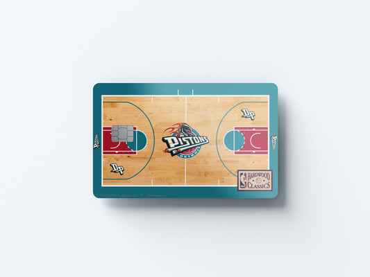 Watercolor detroit pistons retro courtside hardwood classics design | credit card sticker | small chip | credit card skin for nursery and home wall decor.