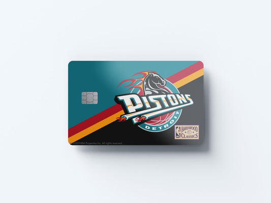 Watercolor detroit pistons uptempo hardwood classics design | credit card sticker | small chip | credit card skin for nursery and home wall decor.