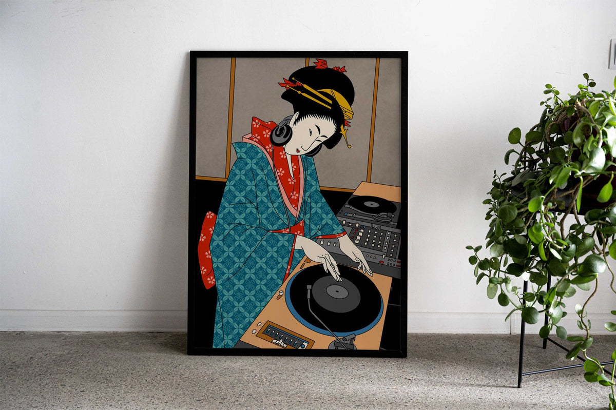 dj geisha Asian Style Poster | Wall Art for Home & Office | High-Quality Print - High-Quality Visual Display