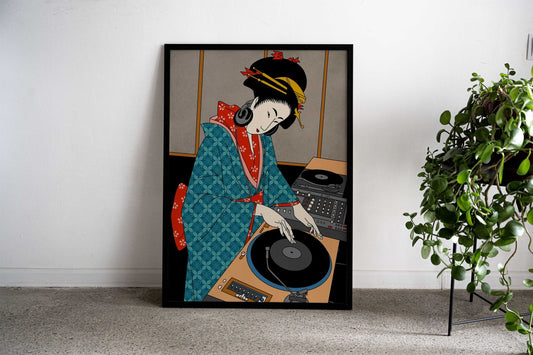 dj geisha Asian Style Poster | Wall Art for Home & Office | High-Quality Print - High-Quality Visual Display