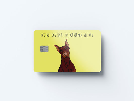 Watercolor doberman glitter design | credit card sticker | small chip | credit card skin for nursery and home wall decor.