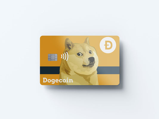 Watercolor dogecoin card design | credit card sticker | small chip | credit card skin for nursery and home wall decor.
