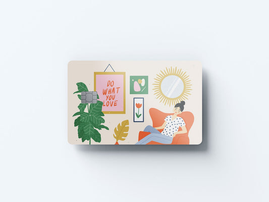 Watercolor do what you love design | credit card sticker | small chip | credit card skin for nursery and home wall decor.