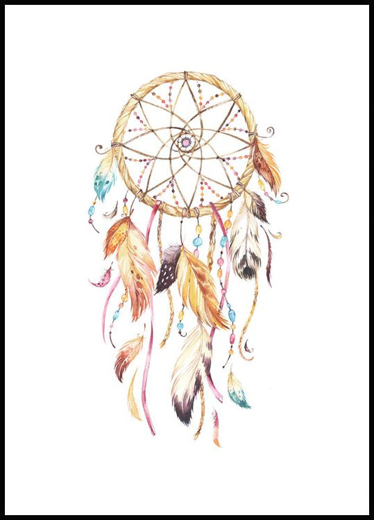 Watercolor dreamcatcher 2 poster for nursery and home wall decor.