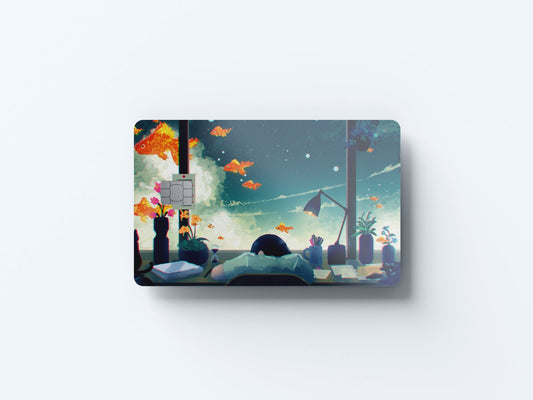 Watercolor dreaming design | credit card sticker | small chip | credit card skin for nursery and home wall decor.
