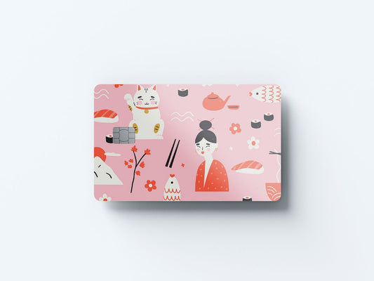 Watercolor dreaming of japan design | credit card sticker | small chip | credit card skin for nursery and home wall decor.