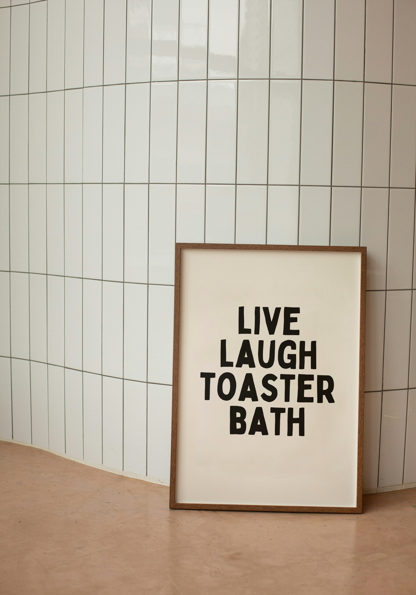 Live Laugh Toaster Bath | Black and Cream | Art Print - High-Quality Premium Wall Art Decor Sticker