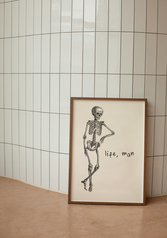 Life Man | Black and Cream | Art Print - High-Quality Premium Wall Art Decor Sticker