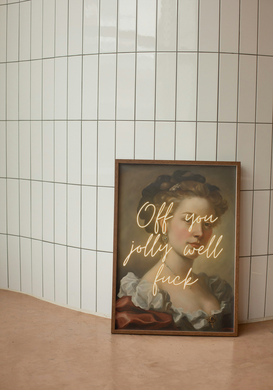 Off You Jolly Well Fuck | Yellow | Renaissance Art | Art Print - High-Quality Premium Wall Art Decor Sticker
