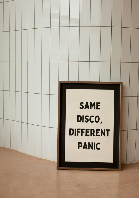 Same Disco, Different Panic | Charcoal and Cream | Art Print - High-Quality Premium Wall Art Decor Sticker