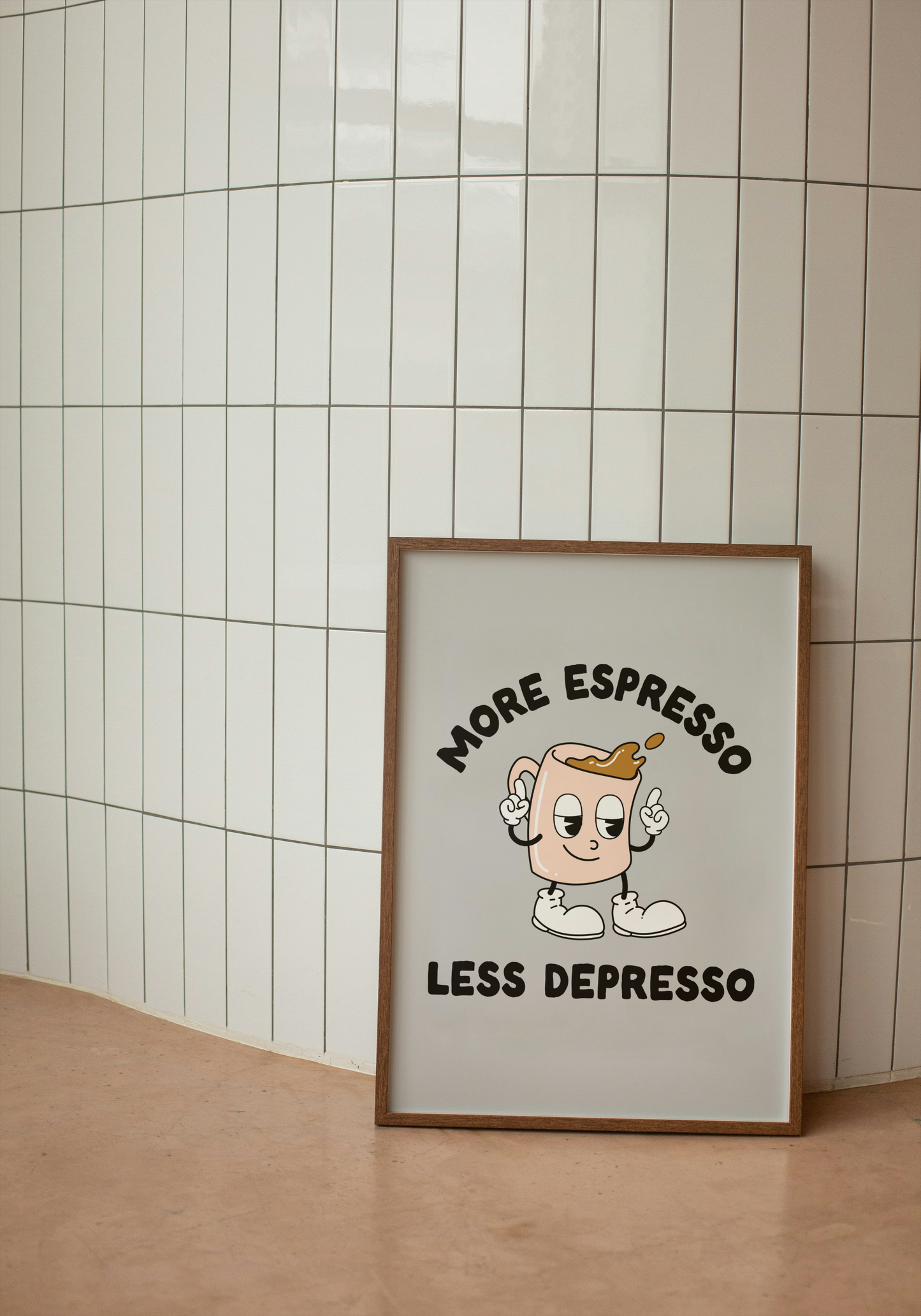 More Espresso Less Depresso | Grey | Art Print - High-Quality Premium Wall Art Decor Sticker
