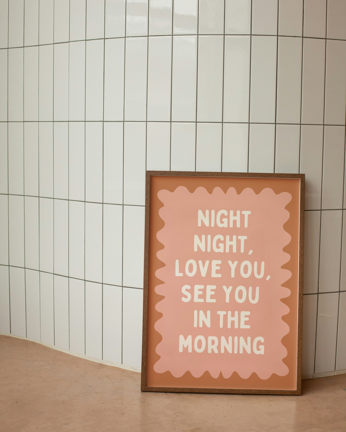 Night Night, Love You | Tan, Peach and Cream | Wall Art Print - High-Quality Premium Wall Art Decor Sticker