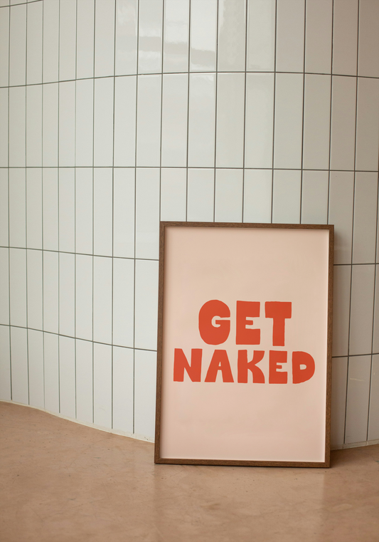 Get Naked | Red and Blush | Art Print - High-Quality Premium Wall Art Decor Sticker
