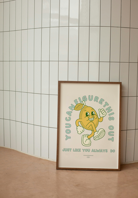 You Can Figure This Out | Seafoam and Cream | Art Print - High-Quality Premium Wall Art Decor Sticker