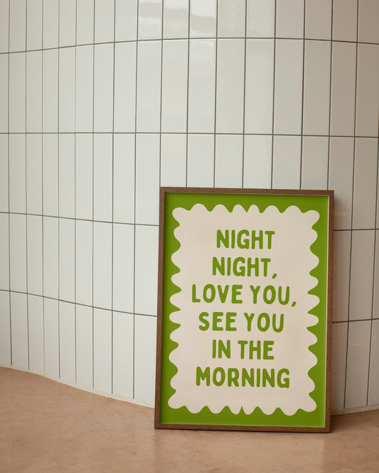 Night Night, Love You | Pear and Cream | Wall Art Print - High-Quality Premium Wall Art Decor Sticker