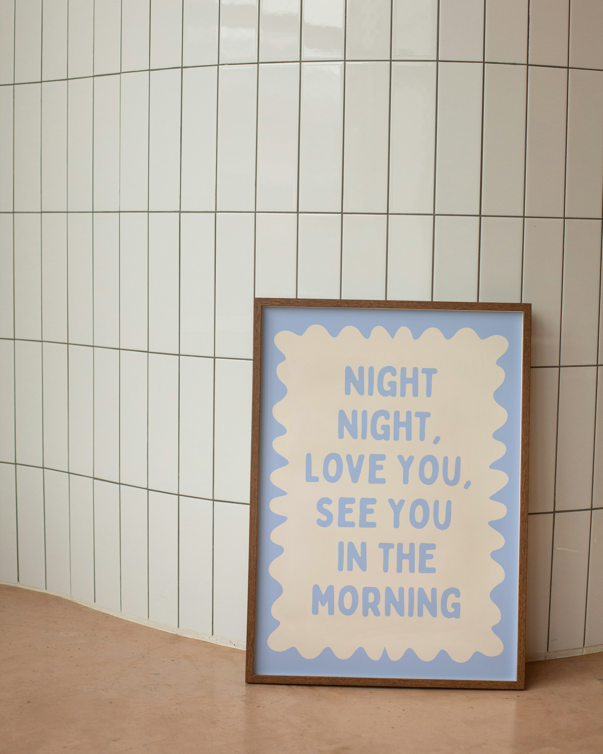 Night Night, Love You | Cornflower and Cream | Wall Art Print - High-Quality Premium Wall Art Decor Sticker