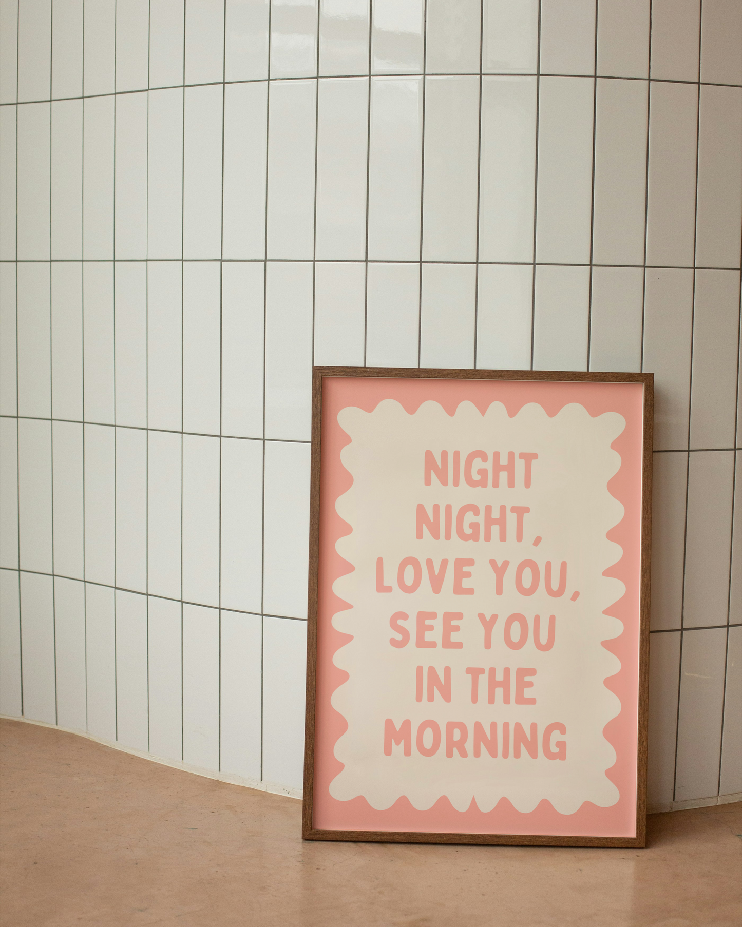 Night Night, Love You | Peach  and Cream | Wall Art Print - High-Quality Premium Wall Art Decor Sticker