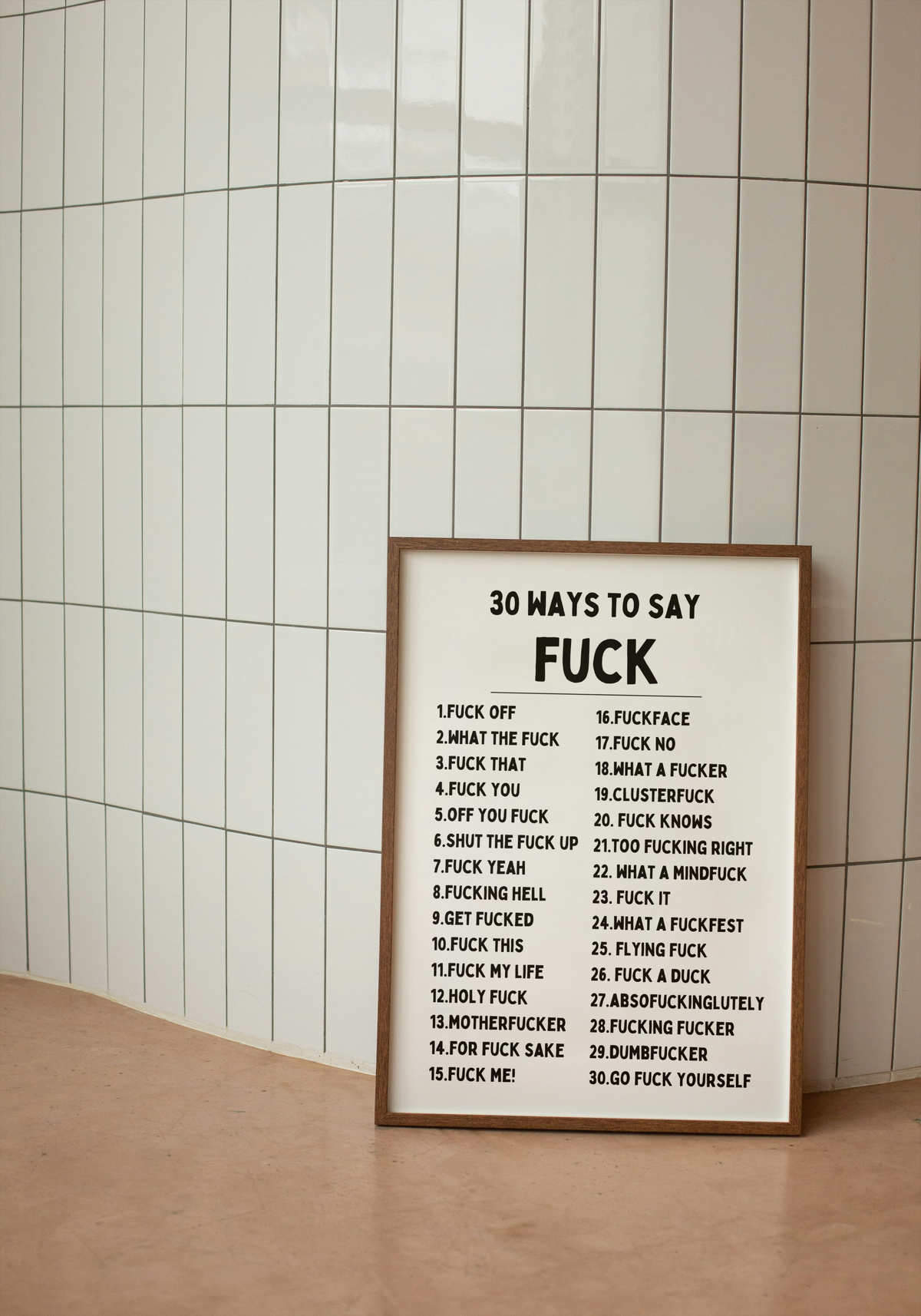 30 Ways To Say Fuck | Black and White | Art Print - High-Quality Premium Wall Art Decor Sticker