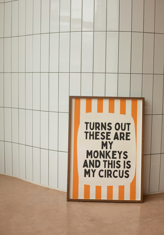 Turns Out These Are My Monkeys | Orange and Cream | Art Print - High-Quality Premium Wall Art Decor Sticker