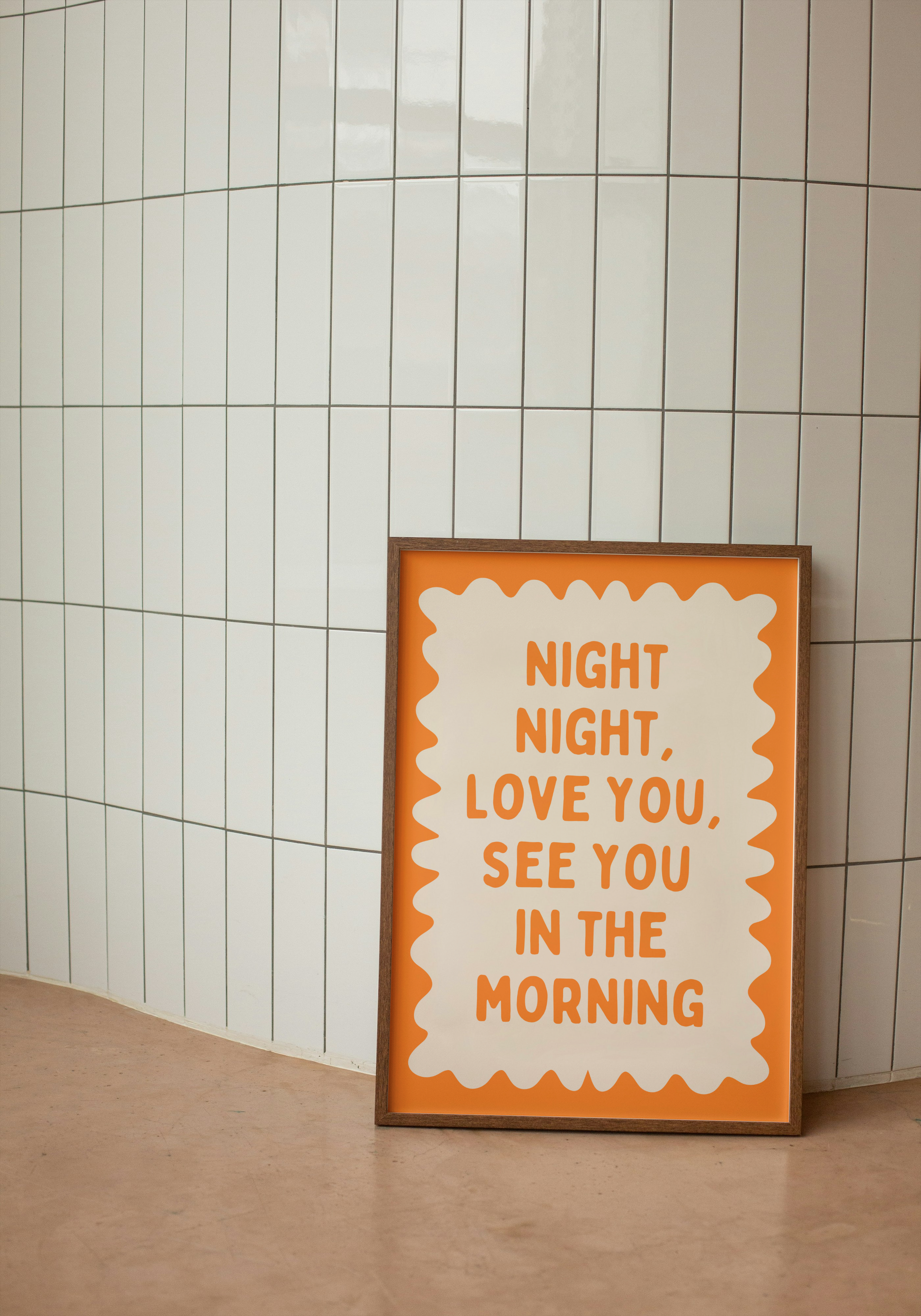 Night Night, Love You | Orange and Cream | Wall Art Print - High-Quality Premium Wall Art Decor Sticker