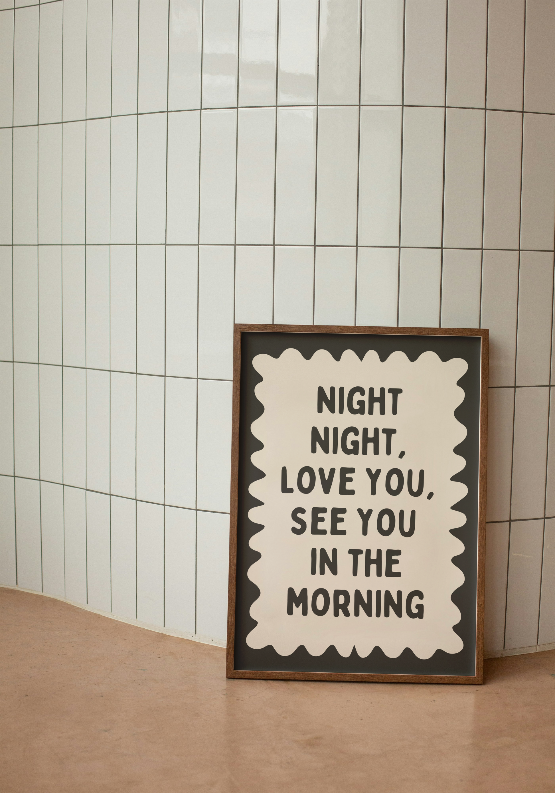 Night Night, Love You | Charcoal and Cream | Wall Art Print - High-Quality Premium Wall Art Decor Sticker