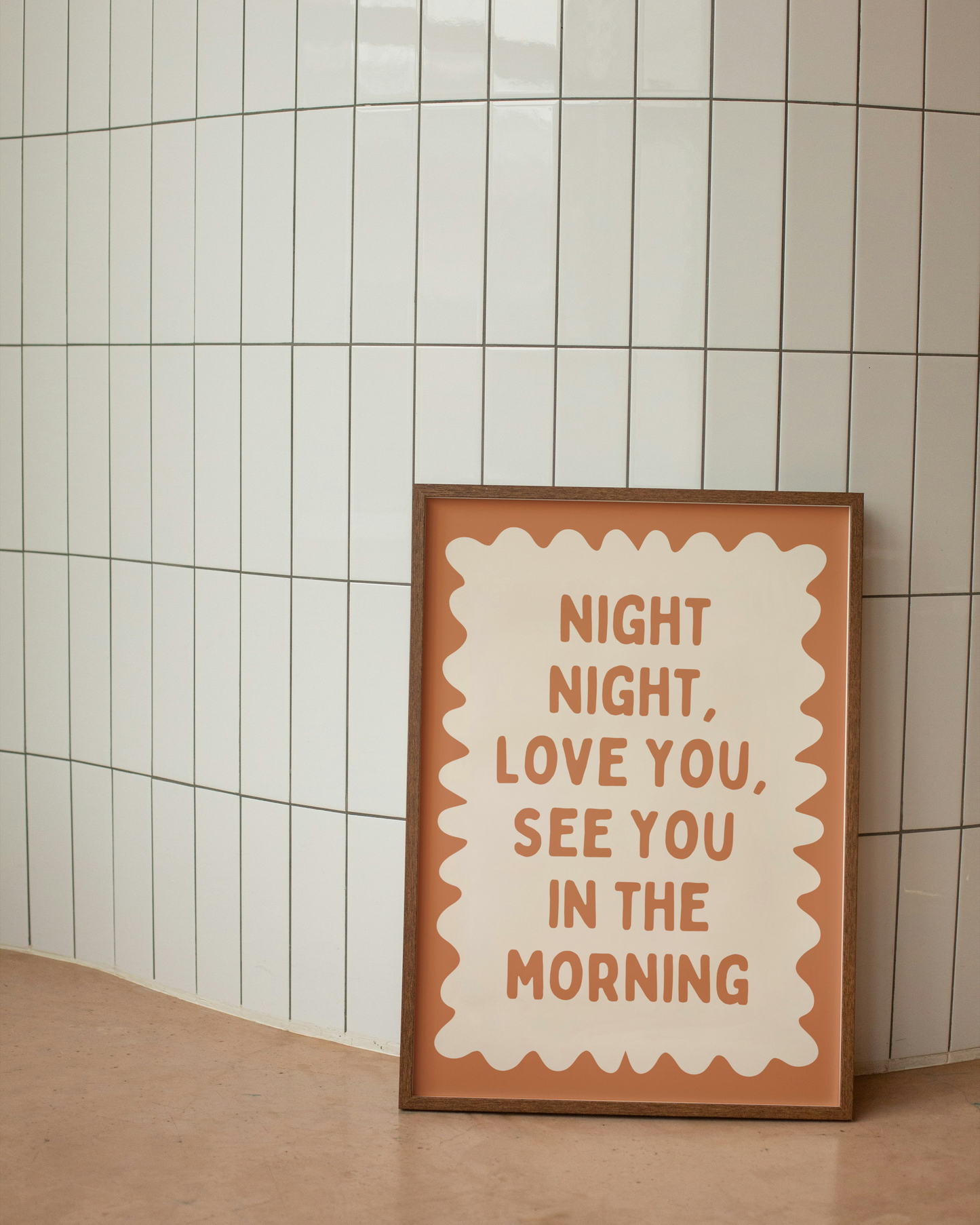 Night Night, Love You | Tan and Cream | Wall Art Print - High-Quality Premium Wall Art Decor Sticker