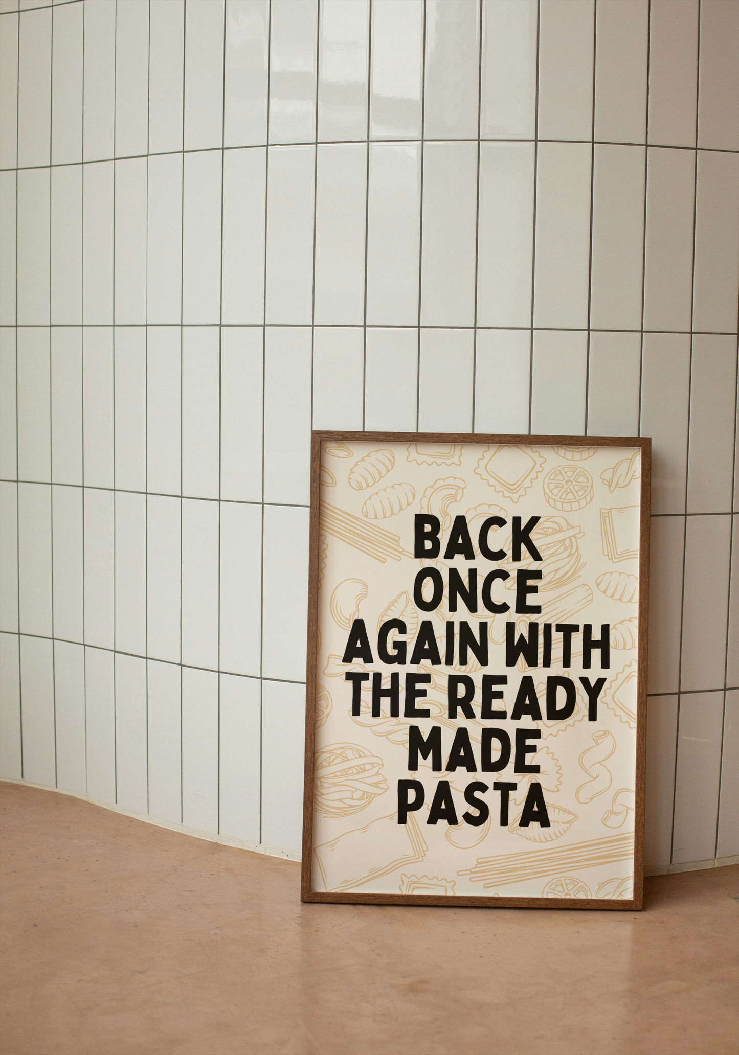 Back Once Again With The Ready Made Pasta | Black and Cream | Art Print - High-Quality Premium Wall Art Decor Sticker