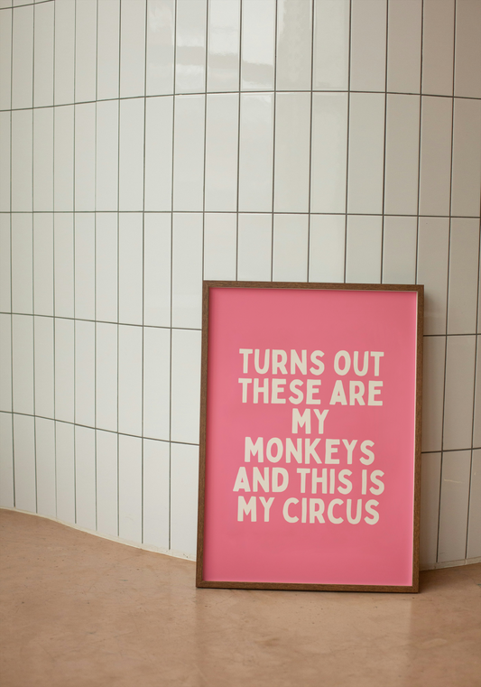 Turns Out These Are My Monkeys | Cream and Watermelon | Art Print - High-Quality Premium Wall Art Decor Sticker