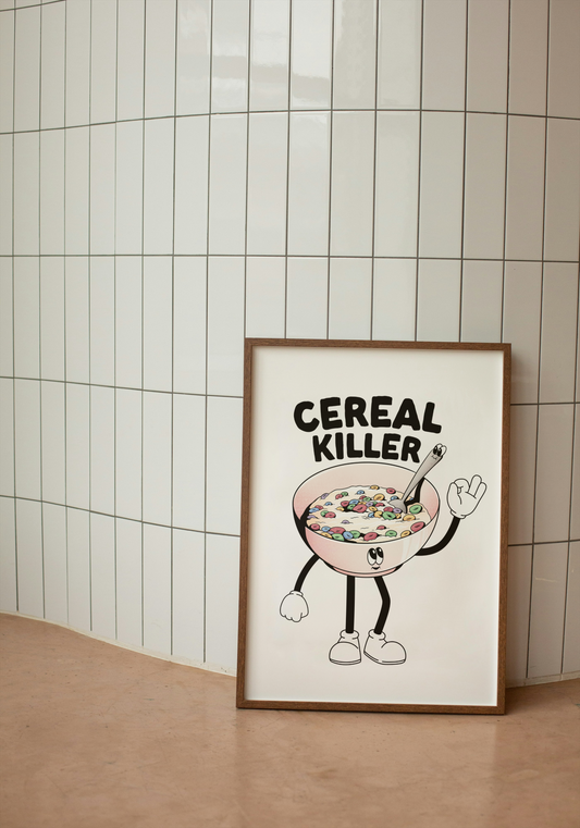 Cereal Killer | Black and White | Art Print - High-Quality Premium Wall Art Decor Sticker