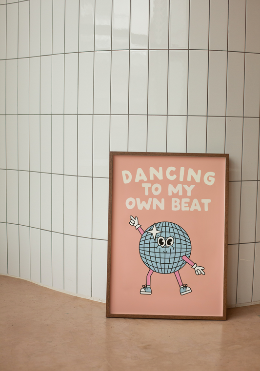 Dancing To My Own Beat | Cream and Peach | Art Print - High-Quality Premium Wall Art Decor Sticker
