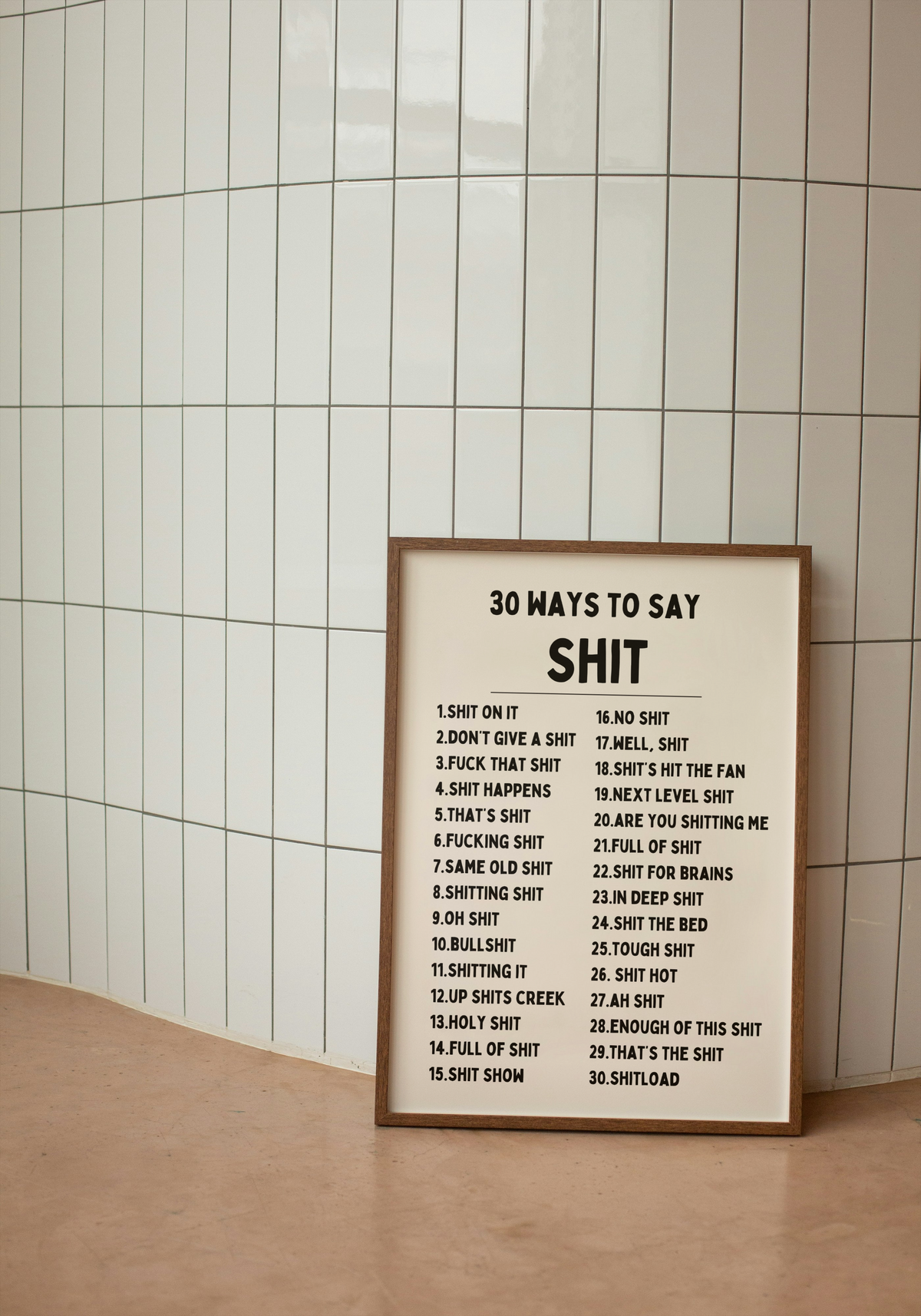 30 Ways To Say Shit | Black and Cream | Art Print - High-Quality Premium Wall Art Decor Sticker