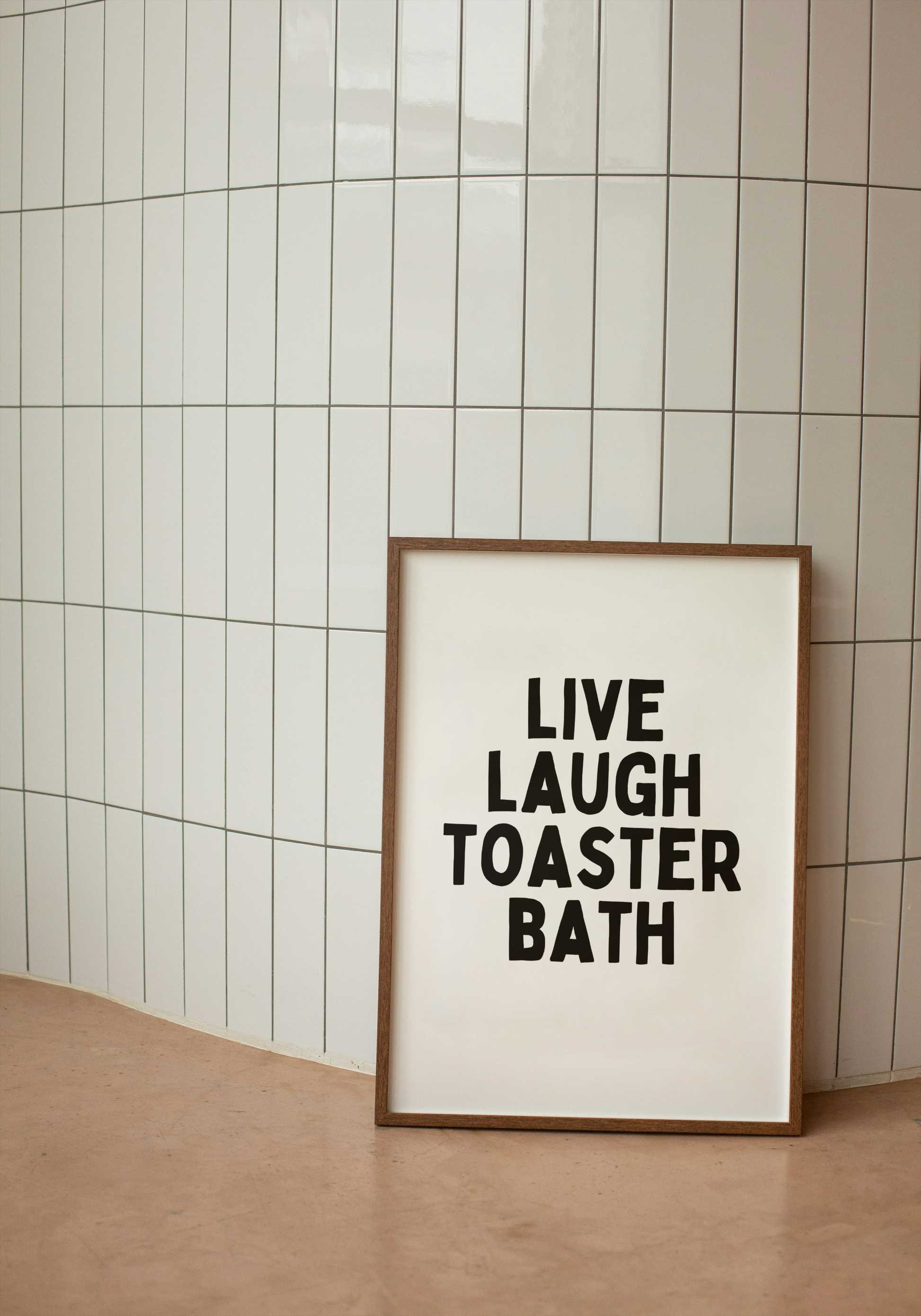 Live Laugh Toaster Bath | Black and White | Art Print - High-Quality Premium Wall Art Decor Sticker