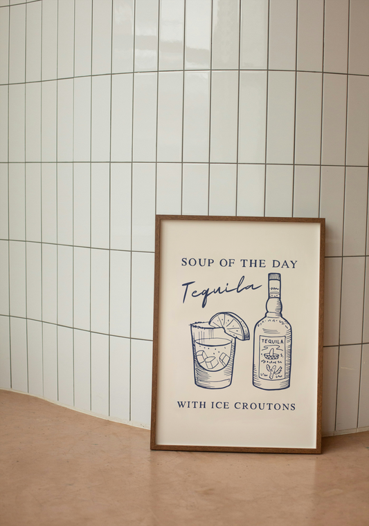 Soup Of The Day. Tequila | Navy and Cream | Art Print - High-Quality Premium Wall Art Decor Sticker