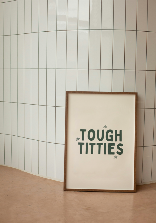 Tough Titties | Forest Green and Cream | Art Print - High-Quality Premium Wall Art Decor Sticker