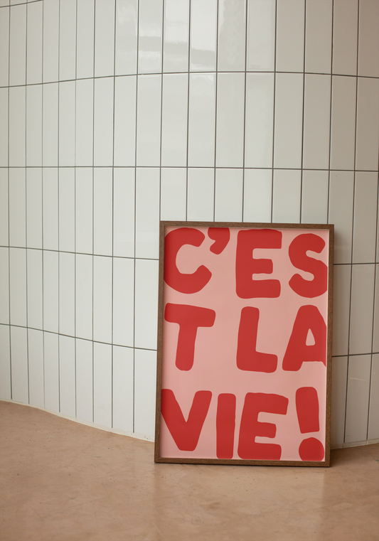 C'est La Vie | Red and Pink | Art Print - High-Quality Premium Wall Art Decor Sticker
