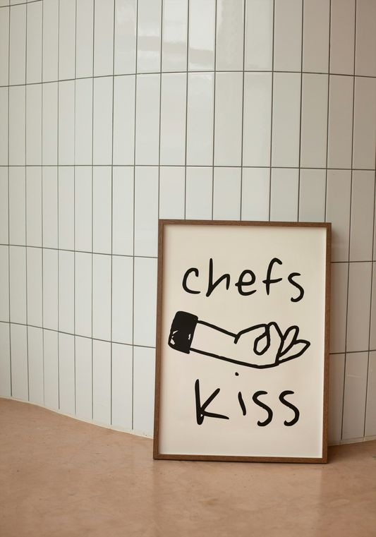 Chefs Kiss | Black and Cream | Art Print - High-Quality Premium Wall Art Decor Sticker