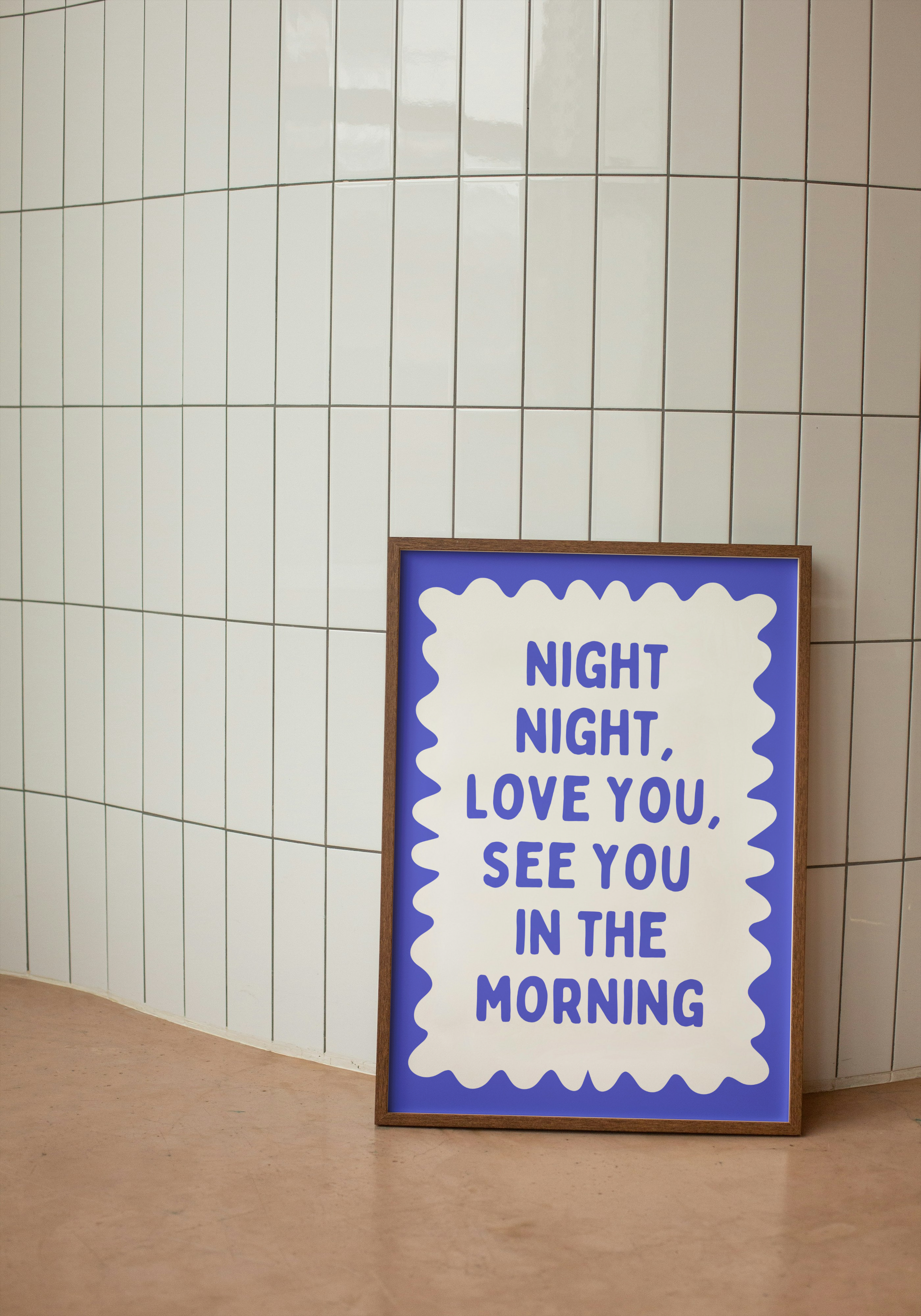 Night Night, Love You | Electric Blue and White | Art Print - High-Quality Premium Wall Art Decor Sticker