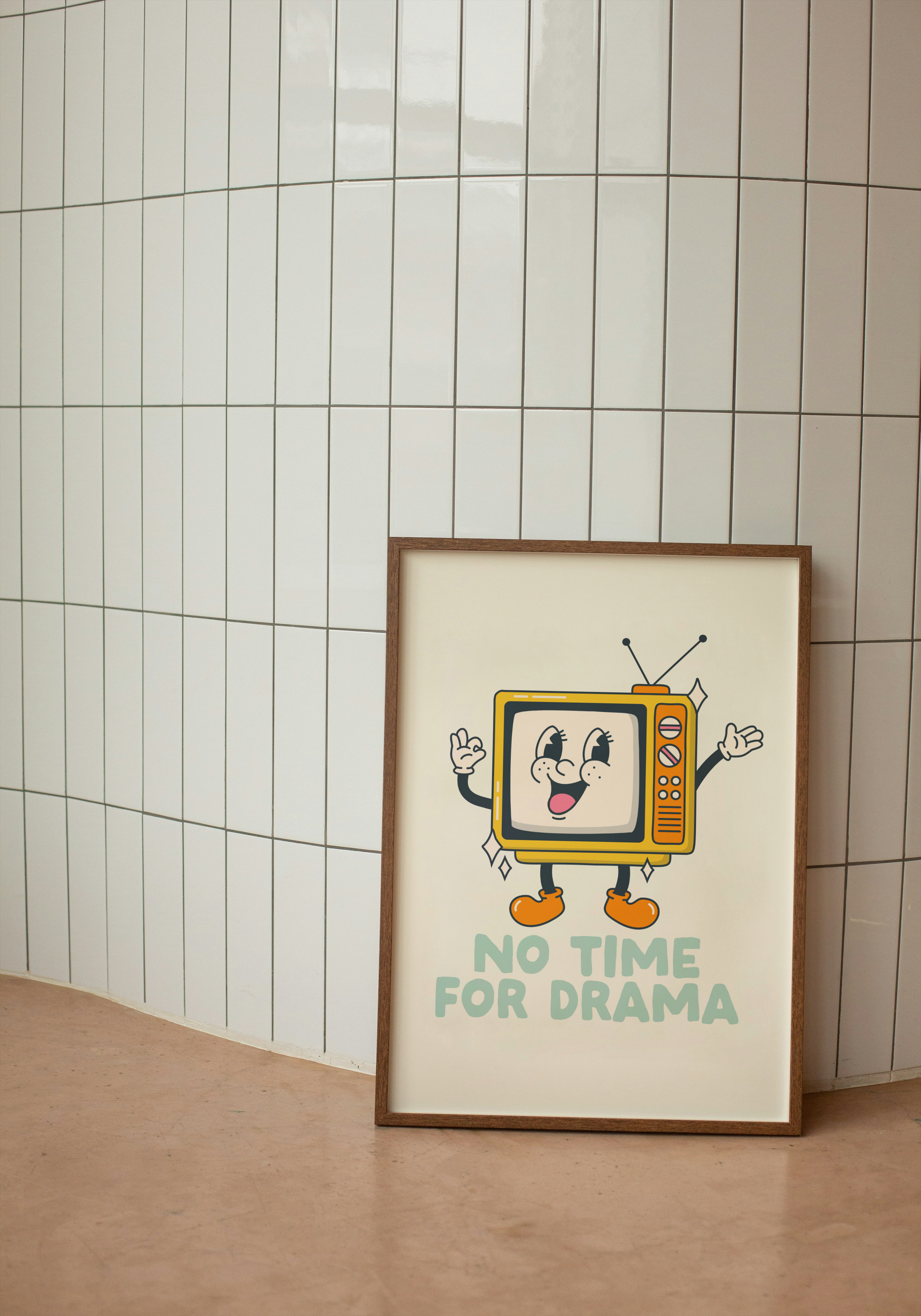 No Time For Drama | Seafoam and Cream | Art Print - High-Quality Premium Wall Art Decor Sticker