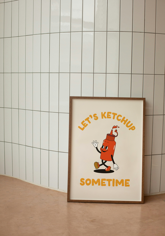 Let's Ketchup Sometime | Mustard and Cream | Art Print - High-Quality Premium Wall Art Decor Sticker