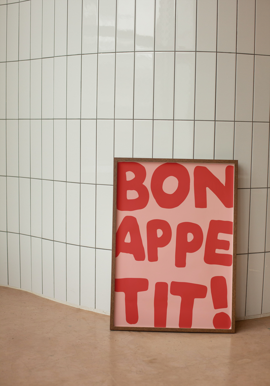 Bon Appetit! | Red and Pink | Art Print - High-Quality Premium Wall Art Decor Sticker