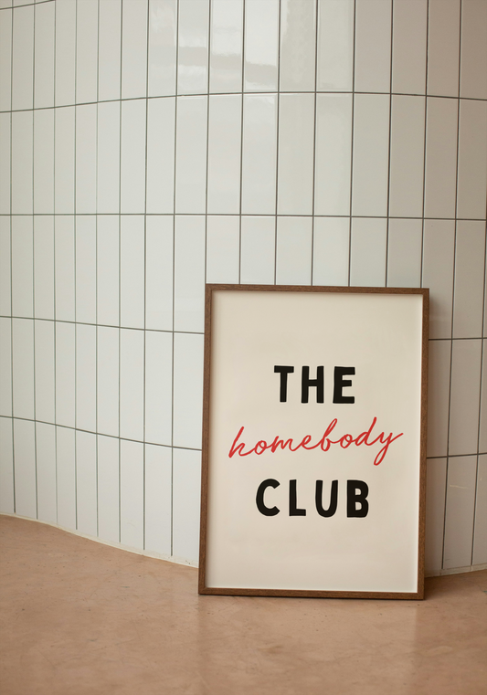 The Homebody Club | Black and Red | Art Print - High-Quality Premium Wall Art Decor Sticker