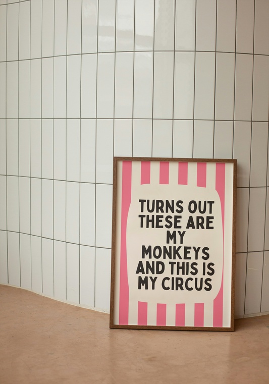 Turns Out These Are My Monkeys | Watermelon and Cream Stripe | Art Print - High-Quality Premium Wall Art Decor Sticker