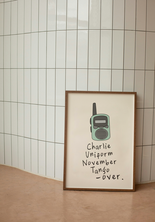 Charlie Uniform November Tango, Over | Seafoam and Cream | Art Print - High-Quality Premium Wall Art Decor Sticker