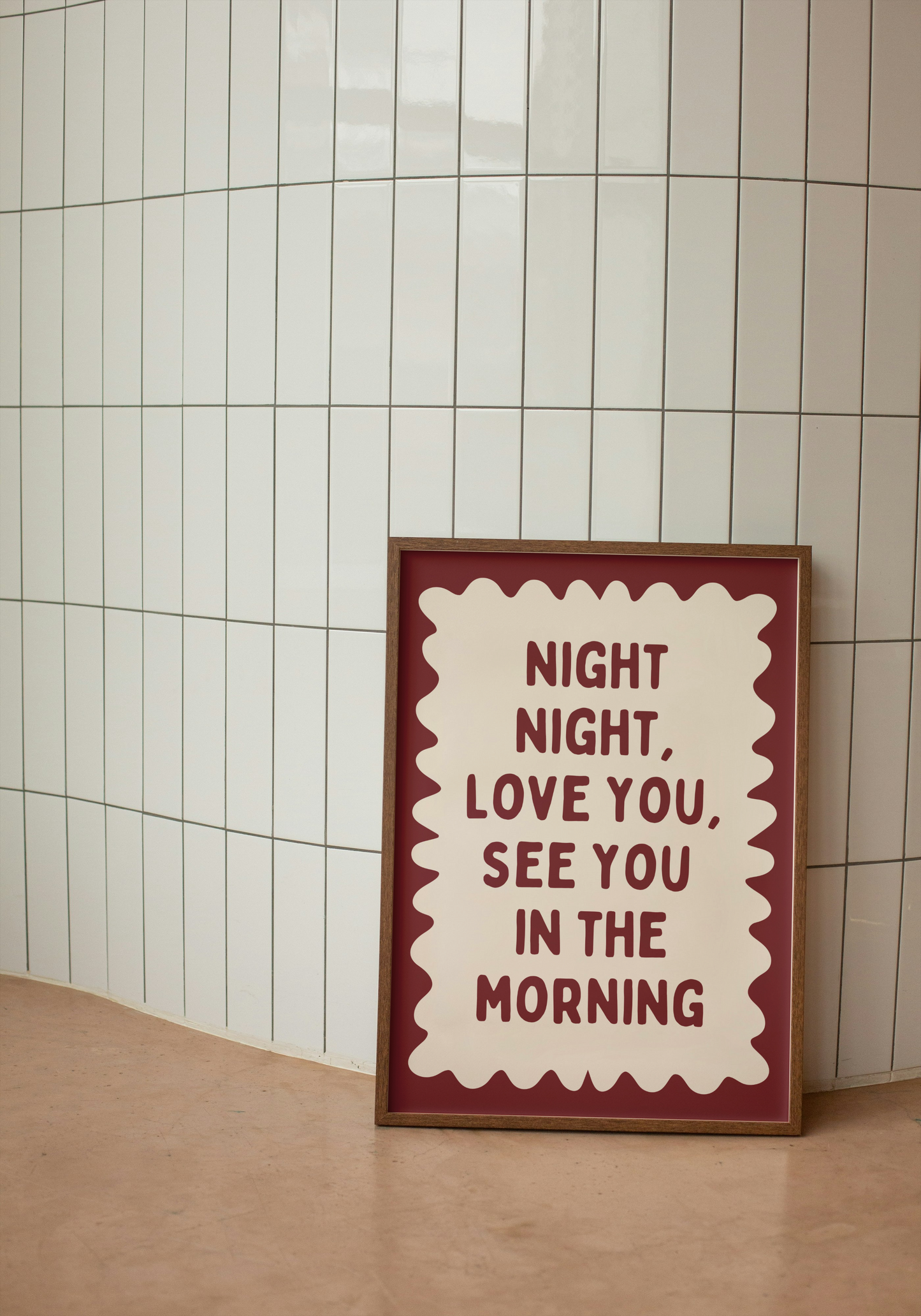 Night Night, Love You | Plum and Cream | Wall Art Print - High-Quality Premium Wall Art Decor Sticker