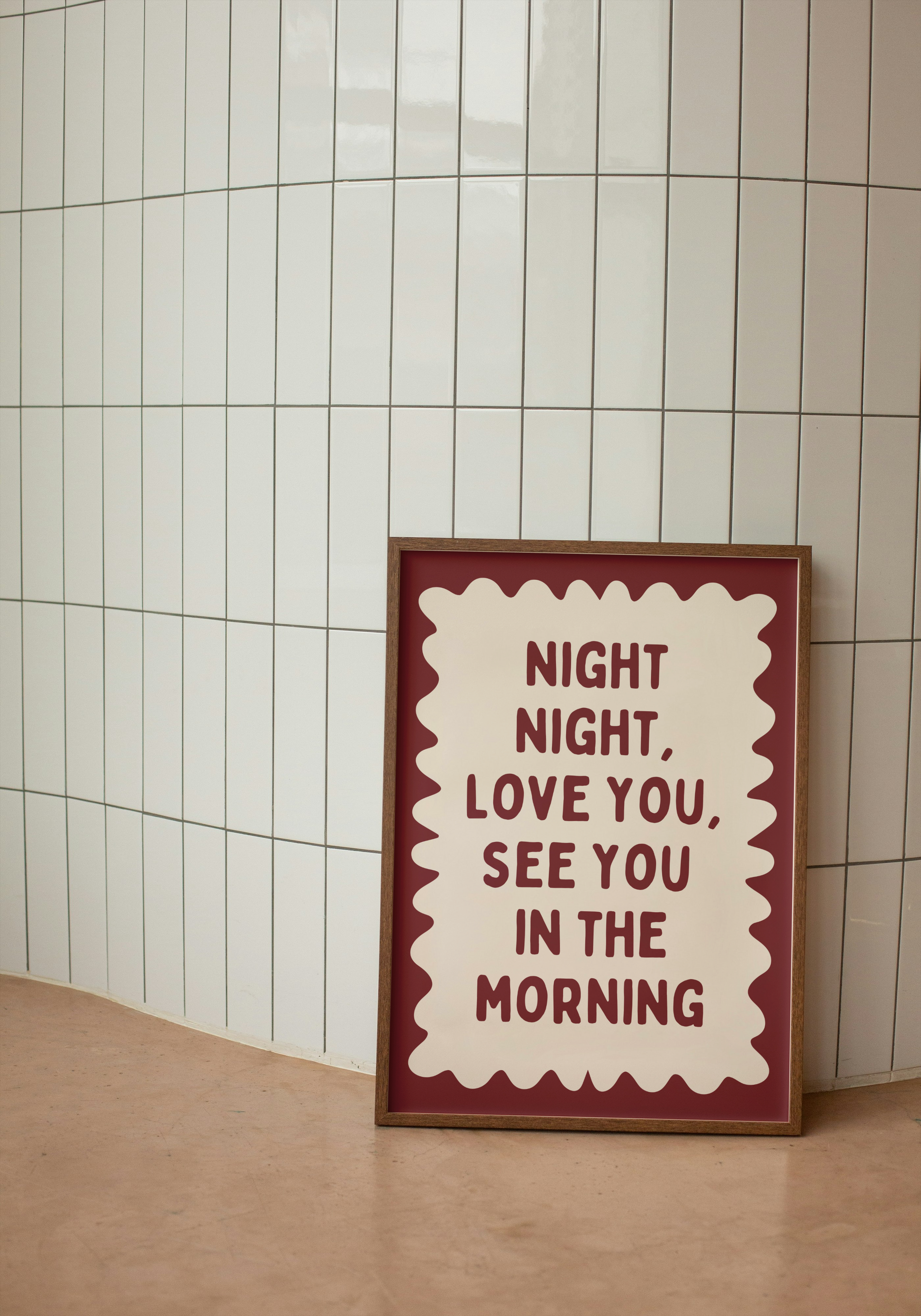 Night Night, Love You | Plum and Cream | Wall Art Print - High-Quality Premium Wall Art Decor Sticker