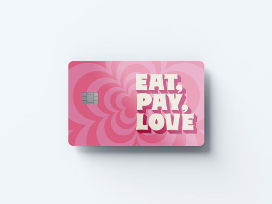 Watercolor eat pay love design | credit card sticker | small chip | credit card skin for nursery and home wall decor.
