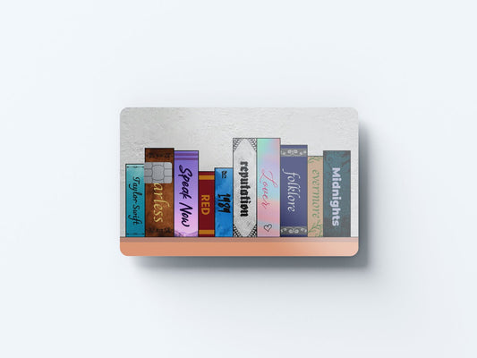 Watercolor era's bookshelf design | credit card sticker | small chip | credit card skin for nursery and home wall decor.